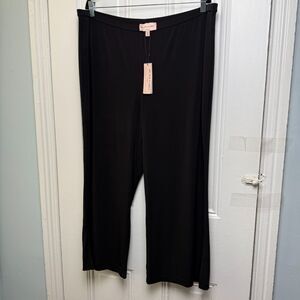 Chico's Black Label Jersey Pant Womens XL Black Pull On Wide Leg High Rise NWT